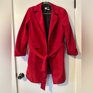 Red Mid-Length Trench Coat